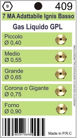 Набор жиклёров на балонный газ (Винт - Ключ 9: М7: ?-0.40мм: ?-0.55мм: ?-0.65мм: ?-0.75мм: ?-0.90мм)
